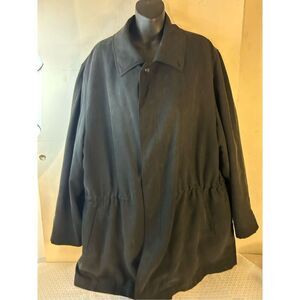 Sanyo New York Tokyo Mens XL Black Coat Wool lined Anti-magnetic safety pocket